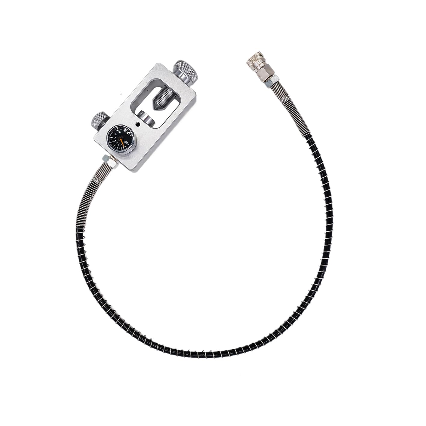 TUXING Upgrade M18 × 1,5 DIN Ventil Scuba Adapter, Paintball Füllstation für HPA Tank/PCP Lufttank mit Hochdruckmessgerät 4500 psi PCP Paintball Füllluftschlauch