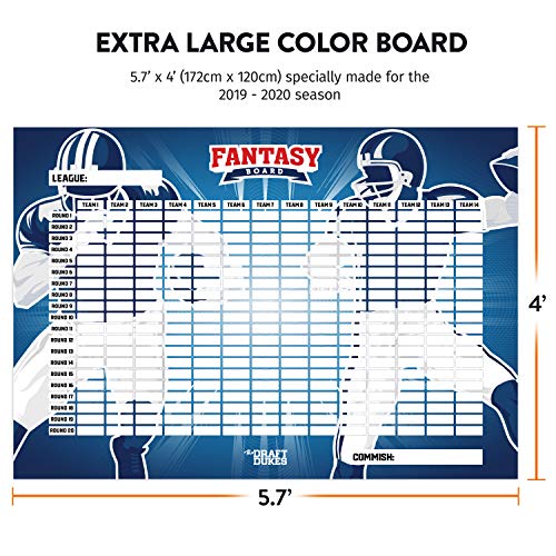 Joyousa Fantasy Football Draft Board 2019 Kit with Player Labels - Full Color Extra Large - 14 Teams and 480 Name Stickers