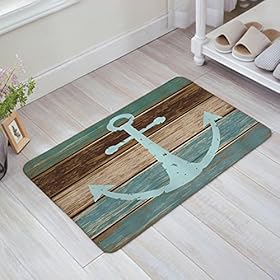 Indoor Doormat Stylish Welcome Mat Nautical Anchor Rustic Wood Board Entrance Shoe Scrap Washable Apartment Office Floor… 51bJ piGbPL