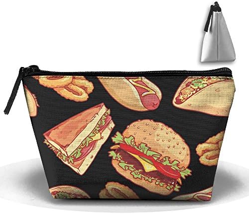 Burgers Sandwiches Tacos Hotdogs And Onion Rings Multi-function Travel Cosmetic Bag Portable Makeup Pouch Waterproof Makeup Bag For Outdoor Activities Camping Hiking