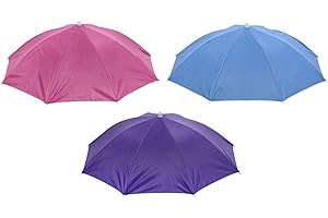 PATIKIL OD 27.2" Umbrella Hat Set, 3Pcs Oxford Fabric Folding Single Layer Sun Rain Cap with Head Strip for Outdoor Hiking Fi