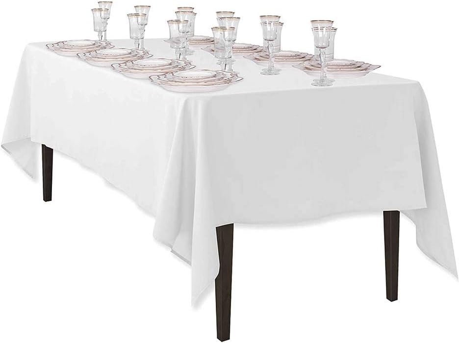 LinenTablecloth 60 x 102-Inch Rectangular Polyester Tablecloth White: Home & Kitchen