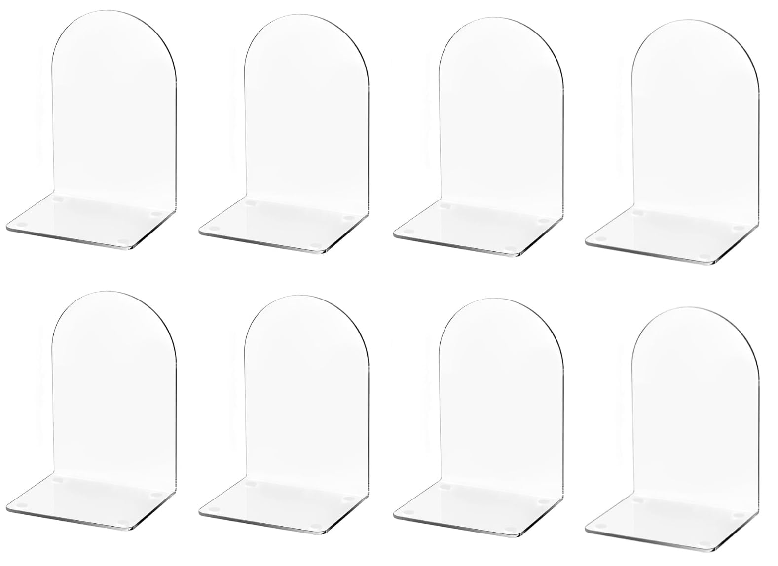 Deefongo 8Pcs Plastic Acrylic Bookends Pair Organizer Bookshelf Decor Decorative Bedroom Library Office School Supplies Stationery Gift