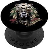 Aztec Jaguar Warrior Skull Headdress Ancestral Art PopSockets Standard PopGrip