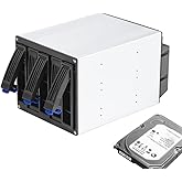 5 Bay 3 x 5.25 Drive Bays Hard Disk Enclosure, HDD Hot Swap Cage Mobile Rack for 5 x SATA 3.5 HDD, 5 x SATA 2.5 HDD, SAS HDD