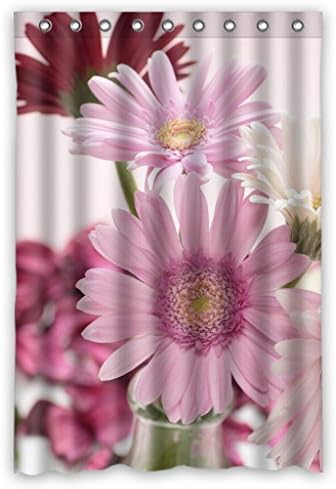 RELAX Fresh Pink White Daisy Elegent Rose Red Flower Leaves Waterproof Shower Curtain 48"(w) x 72"(h)