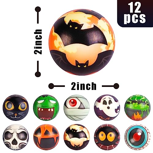 LovesTown 12PCS Halloween Stress Balls, Squeeze Balls Slow Rising Stress Relief Fidget Toys for Halloween Party Favor Kids Toys 10 Designs