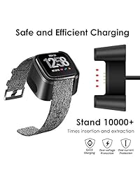Paquete de 2 Fitbit Versa Cargador, QIBOX USB de repuesto Cable de carga Dock Soporte Adaptador Para Fitbit Versa Smartwatch, (3 pies) resistente Fitbit Versa Potencia cable de carga