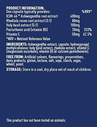 Higher Nature, Ashwagandha & Rhodiola Complex, Reduce Fatigue, Holy Basil Extract, Ashwagandha Capsules, Vegetarian & Vegan - Image 3