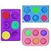 3 Pcs Flower-Shaped Mooncake Molds, FineGood Mini Muffin Silicone Molds Cake Pan Siliocne Baking Mold for Jelly Pudding Cookies DIY Handmade Soap - Purple, Blue, Pink