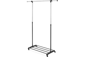 Whitmor Deluxe Adjustable Garment Rack - Rolling Clothes Organizer - Black and Chrome