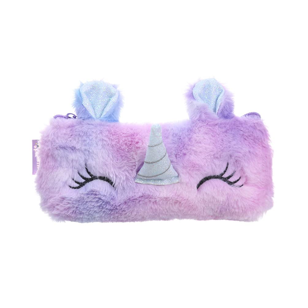 Plush Pencil Case Faux Fur Pencil Students Pen Pencil Storage Bag Furry Stationery Pen Organizer Violet