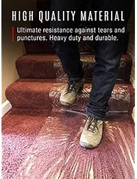 iprimio película protectora de visualización para protección de la superficie, alfombra y de pintura 24" por 50 pies   grosor de hoja   resistente a roturas, 2 Extra grueso y transparente de 50 micras multiusos para uso en interiores y exteriores