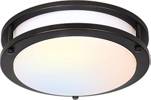 HYKOLITY 13 inch Flush Mount LED Ceiling Light Fixture, 2700K/3000K/3500K/4000K/5000K Adjustable Ceiling Lights, Oil Rubbed Bronze Saturn Dimmable Lighting for Hallway Bathroom Kitchen or Stairwell, ETL Listed