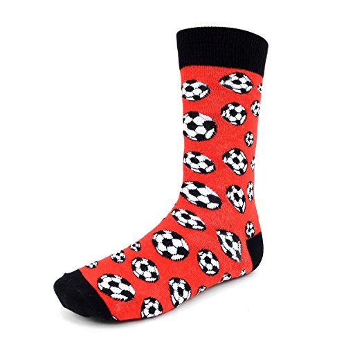 Urban Peacock Men's Novelty Fun Crew Socks for Dress or Casual - Sports Time! - Multiple Patterns Available (Soccer - Red, 1 Pair) - Thumbnail 2