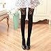 Jushye Womens Thigh High Socks, Women Girl Winter Over Knee Leg Warmer Soft Cotton Lace Socks Leggin (Black)