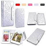 iPhone 7 Plus Wallet Case, HESPLUS Bling Sparkly Magnetic Flip Folio [Detachable] Leather Wallet Case Cover with Credit Card Slot Holder for iPhone 7 Plus 5.5 Inch - Silver