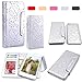 iPhone 7 Plus Wallet Case, HESPLUS Bling Sparkly Magnetic Flip Folio [Detachable] Leather Wallet Case Cover with Credit Card Slot Holder for iPhone 7 Plus 5.5 Inch - Silver