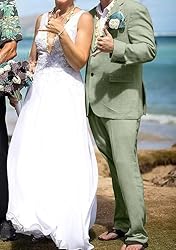High-End Suits Retro Men Suits Linen 3 Pieces Suit
