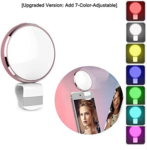 [Upgraded Version] Selfie Ring Light, Portable 3-Level Brightness 36 LED Lighting with Makeup Mirror 7 Color Adjustable Fill-in Light for iphone Tablet iPad Laptop Phone