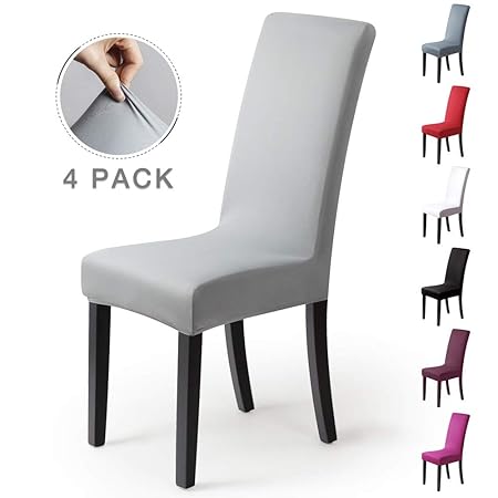 Stuhlhussen 4 Stück, Stretch-Stuhlbezug elastische moderne Husse Elasthan Stretchhusse Stuhlbezug Stuhlüberzug . bi-elastic S
