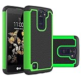 LG K8 Case, LG Escape 3 Case, LG Phoenix 2 Case, NOKEA [Shock Absorption] Hybrid Armor Defender Protective Case Cover for LG Escape 3 / LG Phoenix 2 / LG K8 (Green)