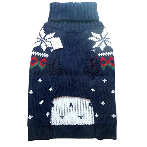 Tangpan Snow Print Pet Dog Turtleneck Sweater Apparel Color Black Size L
