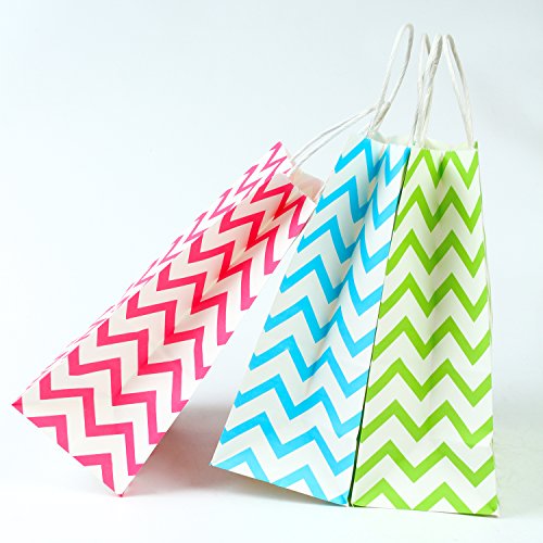 Coobey 18 Pieces Paper Bags 10.6x8.6x4.3 Inches Kraft Tote Bag Gift Bag with Handle for Birthday Tea Party Wedding and Kids Party Celebrations, 6 Colors
