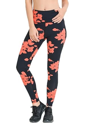 Mono B Womens High Waist Full Leggings Hibiscus Print ...