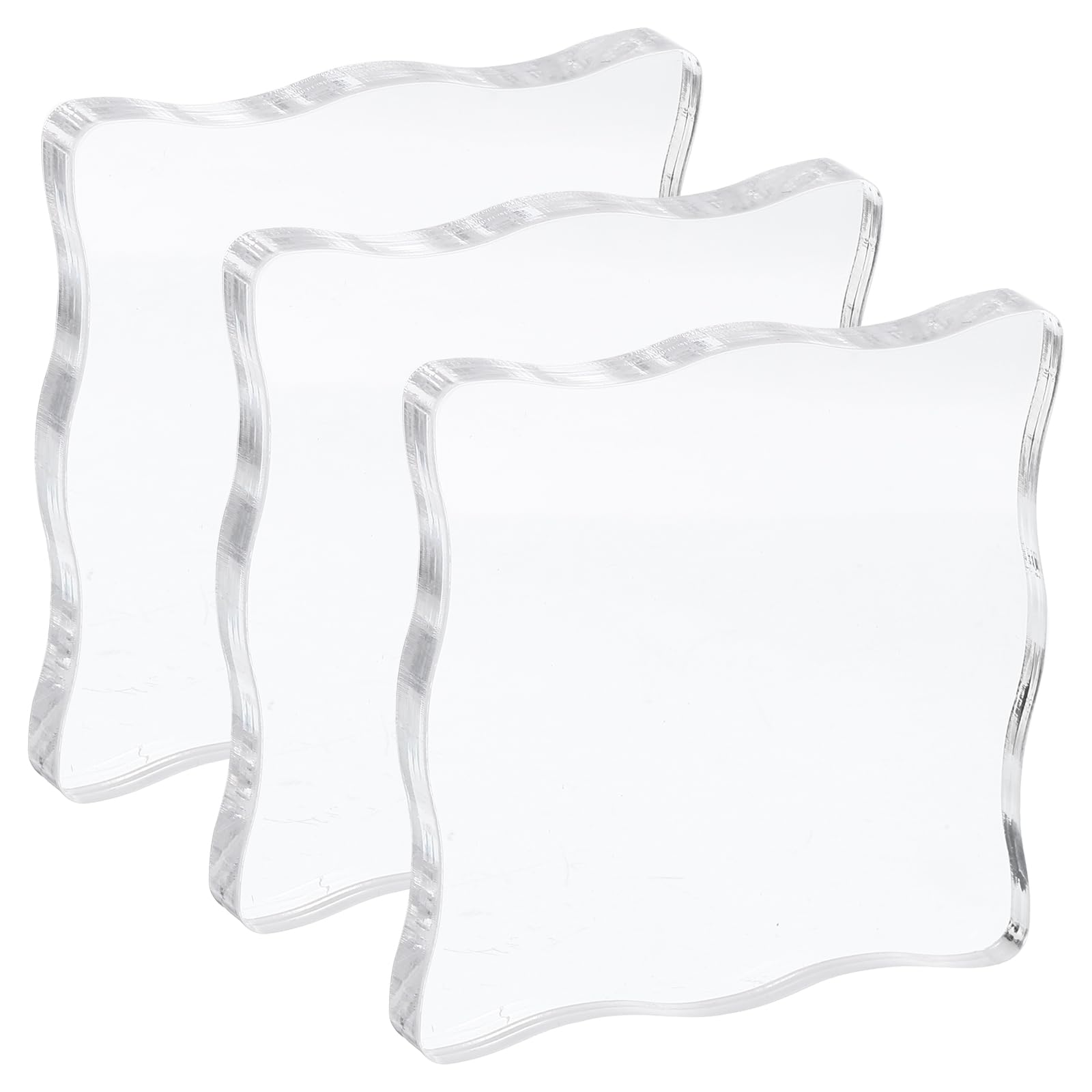 PATIKIL Acrylic Stamp Block, 3 Pack Stamping Block Wavy Clear Decorative Mounting Blocks Set for Scrapbooking DIY Crafts Card Making, 3x3