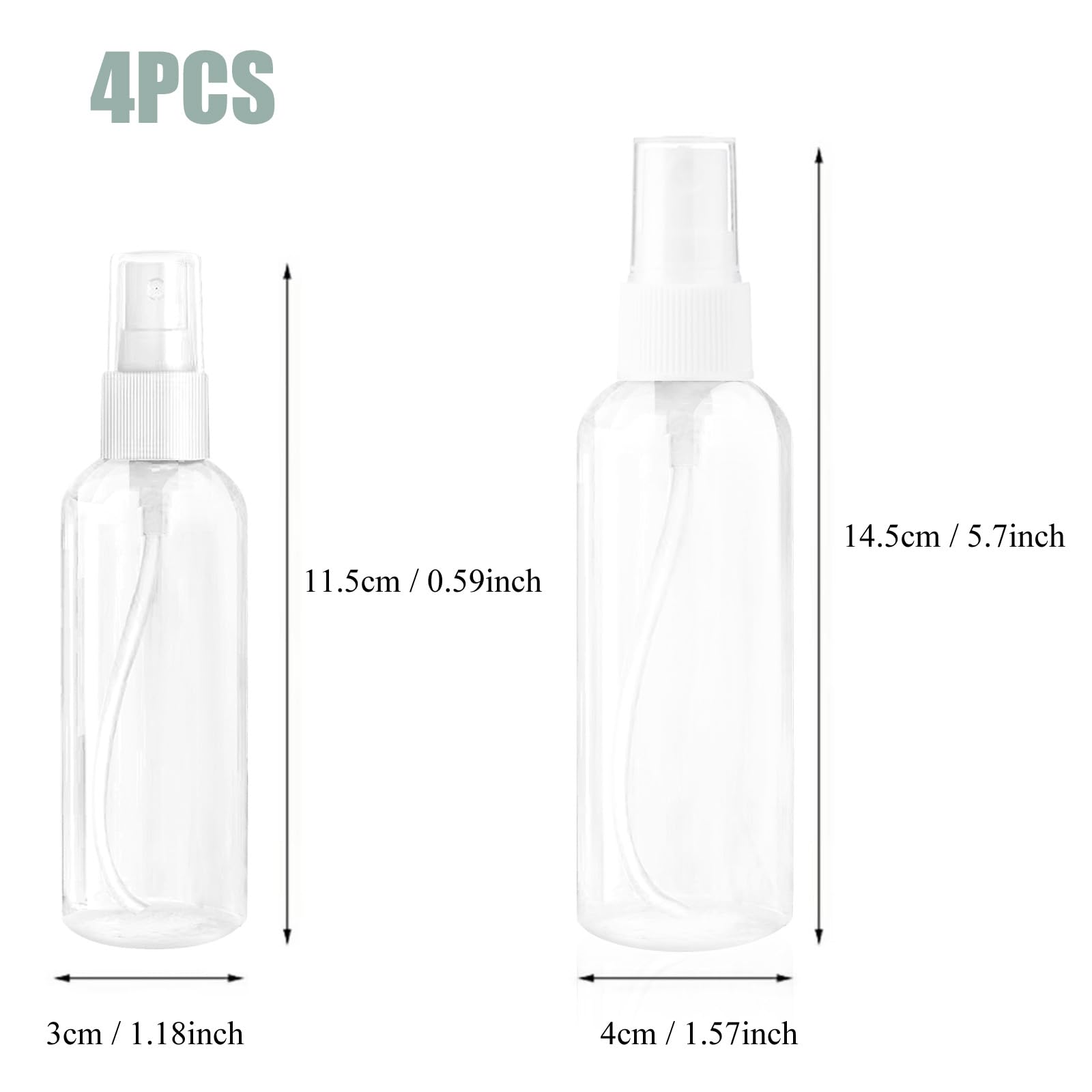 Small Spray Bottle, Spray Bottles, Clear Empty Fine Mist Plastic Mini Travel Bottle Set, Small Refillable Containers, 2 * 50ml, 2 * 100ml
