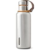 Black+Blum - Water Bottle - Stainless Steel Thermal Insulated Leak Proof Travel Thermo Flask with Wide Spout and Stylish Vegan Leather Carry Loop - Keeps Hot for 12hrs, Cold for 24hrs, Orange - 500ml