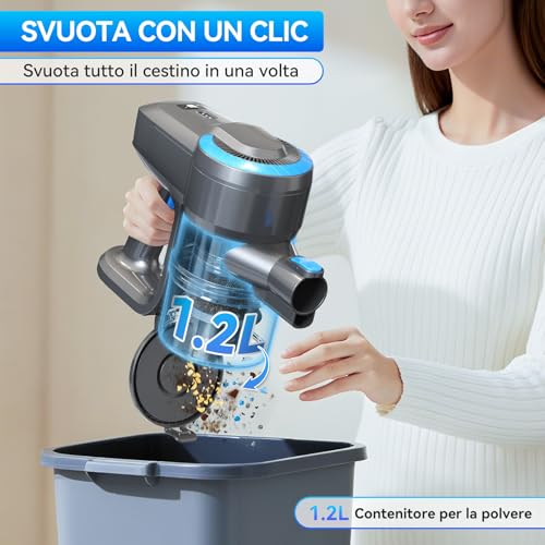 Ziaggnar Wireless Vacuum Cleaner, 6 in 1 Ultra-Light Wireless Electric Broom, 55 Minutes Runtime, Anti-Winding, Powerful Vacuum Cleaner for Floors/Carpets/Animal Hair