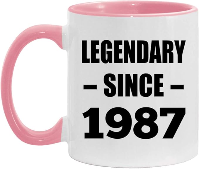 33rd Birthday Legendary Since 1987-11oz Accent Mug Pink Taza de Café