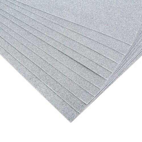 EliteKoopers 10 pcs Silver A4 Glitter Foam Sheets for Christmas Bows, Arts, Crafts and Decoration