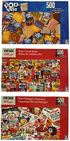 Set of 3 Vintage Kellogg's 500pc Vintage Advertisement Puzzles! 11"x18.25" Retro Cereal Boxes, Retro Kellogg's Characters, PopTarts!