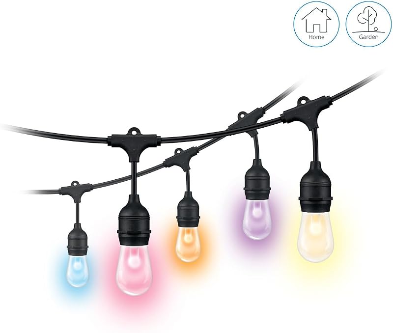 Guirlande Lumineuse Connectée, 16 millions de couleurs et nuances de blanc, 15 mètres, Idéal pour un utilisage extérieur (IP65), Compatible Alexa, Google Assitant et Apple HomeKit