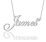 AOLO James Heart Name Necklace Silver Stainless