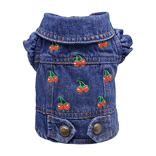 SILD Pet Clothes Dog Jeans Jacket Cool Blue Denim Coat Small Medium