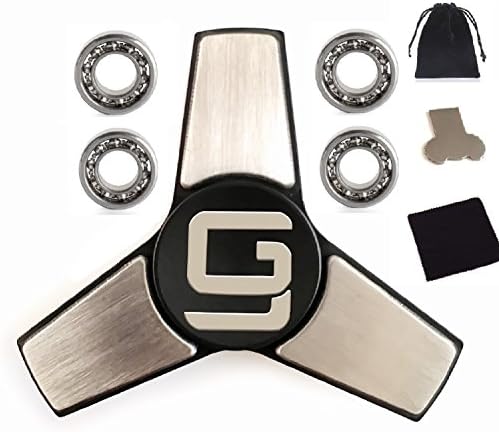 Custom Fidget Spinner | Zeus Executive Package by GodSpin | Ultra Smooth Quiet Chrome Plated R188 | Up to 5+ Mins Spin | Premium Metal | 2017 Best Toys | FREE Bearings &amp; Accessories (Black/Silver)