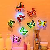 Ikevan 10 Pcs Wall Stickers Butterfly LED Lights Wall Stickers Colorful Light 3D Simulation butterfly Luminous Wall stickers House Kid Bedroom Decoration