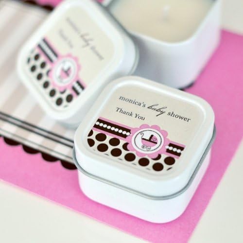Eventblossom Personalized Square Candle Tins - Pink Baby - Total 96 items