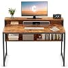 Cubiker Computer Home Office Desk, 47″ Small Desk Table with Storage Shelf and Bookshelf, Study Writing Table Modern Simple Style Space Saving Design, Rustic