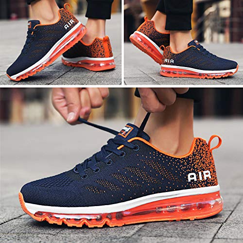 UPSOLO Mens Walking Casual Air Cushion Cross Trainer Shoes Trail Running Fitness Footwear Mesh Soft Sole Breathable Jogging Outdoor Sports Sneakers(833 Orange 38)