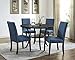 Roundhill Furniture Biony Blue Fabric Dining Chairs with Nailhead Trim, Set of 2