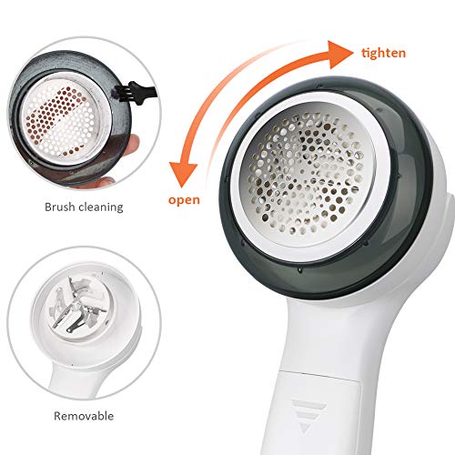 Lint Remover, Bosiwee Fabric Shaver Rotating Electric Sweater Defuzzer with Stainless Steel 3-Leaf Blades, Battery Operated, Remove Clothes Fuzz, Lint Balls, Pills, Blanket, Couch - Thumbnail 4