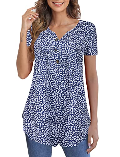 Womens Tunic Tops Womens Tunic Tops to wear with Leggings Blue Leaf XL at Amazon