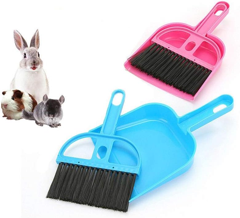 2 Pack of Pet Broom Brush and Dustpan, Floor Cleaning Kit, Pet Waste Shovels Cleaning Tools for Rabbit, Guinea Pig, Reptile, Hedgehog, Hamsters and Other Small Animals