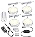 Cefrank Dimmable Puck Lighting - 8W Warm White Kitchen Under Cabinet Lighting - LED Counter Deluxe Kit w/Rotary Dimmer Switch - Continuous Dimming (Warm White, 4 Pack)