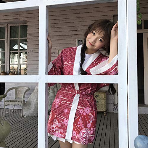 Japanese Kimono Traditional Yukata Women Kimono Cosplay Japanese Traditional Women Kimonos,White,One Size - Thumbnail 5